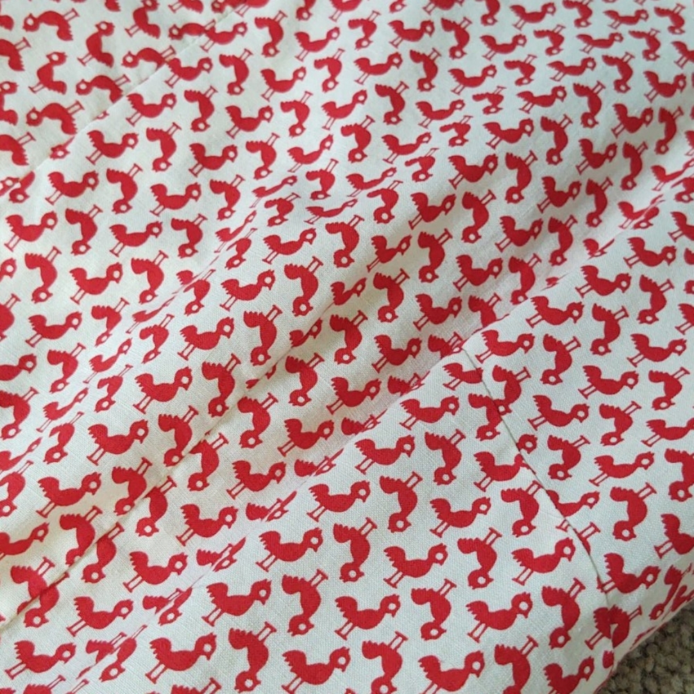 Vintage rooster print homemade cotton dress - Picture 3 of 5